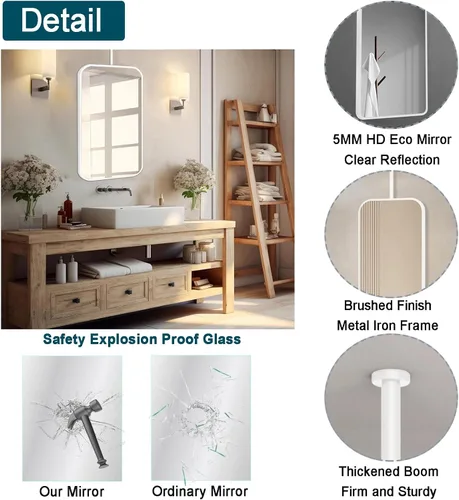 Miniatura 3 de Bathroom Mirror for Wall, Metal Frame Vanity Mirror with Wall Mount, Ceiling Hanging Makeup Mirror for Bedroom, Living Room, Flaoting Decorative