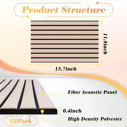 Miniatura 2 de Paquete de 12 paneles acústicos grandes para pared, paneles acústicos autoadhesivos insonorizados de 16 x 12 x 0.4 pulgadas, tratamiento acústico