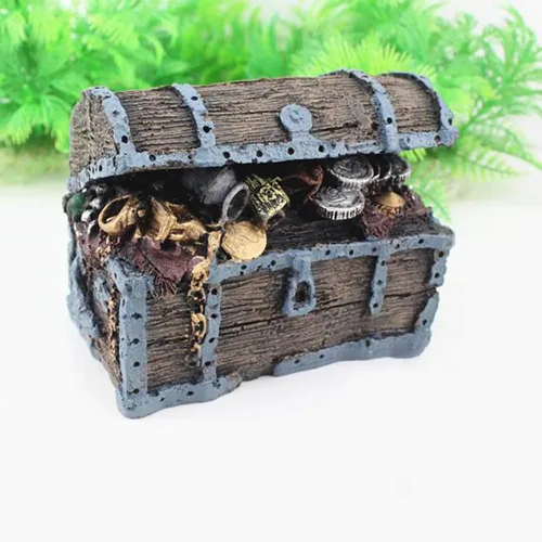 Miniatura 2 de Forart Adorno de cofre del tesoro, adorno de acuario pequeño, decoración de acuario para pecera, adorno de acuario, cuevas acuáticas, cabaña
