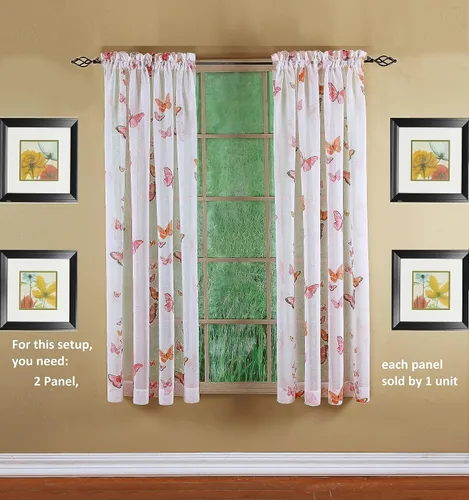 Miniatura 7 de Today's Curtain Panel semitransparente con estampado de mariposas, 63", azul, 54W x 63L