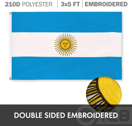 Miniatura 6 de G128 Paquete combinado: bandera estadounidense de Estados Unidos de 3 x 5 pies bordada con estrellas y bandera argentina (argentina) de 3 x 5 pies