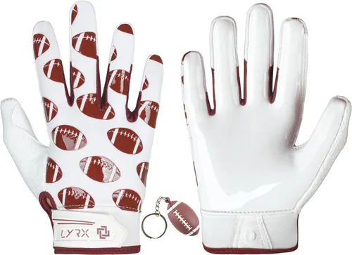 Miniatura 31 de Guantes de receptor de fútbol profesional LYRX con palma de silicona óptima, agarre antideslizante, control ultra adhesivo, deportivo, ligero