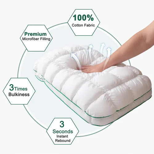 Miniatura 3 de YOUR MOON - Almohada de cama de apoyo esponjosa tamaño Queen, relleno premium súper suave alternativo al plumón para dormir, almohadas de cama