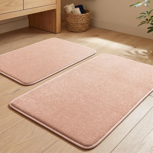 Miniatura 18 de YIHOUSE Juego de alfombras de baño de 2 piezas, juego de alfombrillas de baño de espuma viscoelástica gris oscuro antideslizante de secado rápido