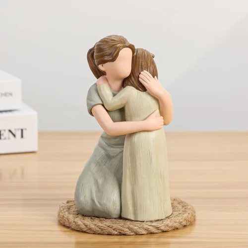 Miniatura 3 de Hensonever Figura de Madre e Hija Esculpida y Pintada a Mano, Figura Esculpida y Pintada a Mano "Amo a Mi Hija" Regalo para el Día de la Madre