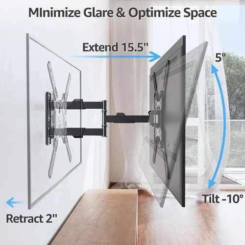 Miniatura 5 de MOUNTUP Soportes de pared para TV para la mayoría de televisores de 26 a 60 pulgadas, soporte de TV de movimiento completo con giro y extensión