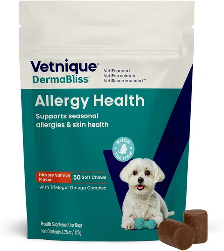 Miniatura 12 de Vetnique Dermabliss - Masticables para alergias para perros con fuerza avanzada para aliviar la picazón y la piel, suplemento antipicazón