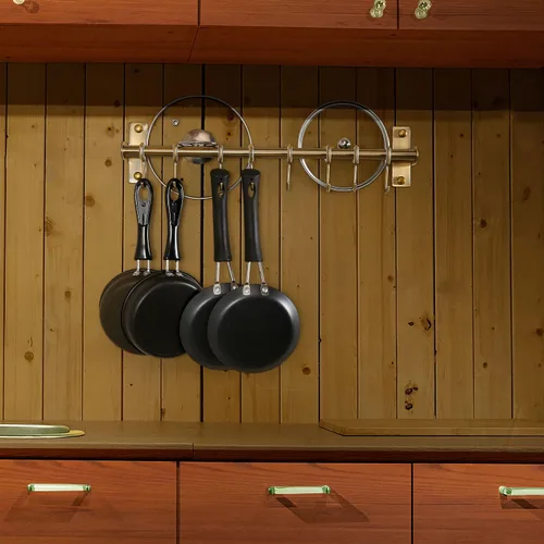Miniatura 2 de Dseap Soporte para utensilios de cocina, soporte de pared para ollas y sartenes, riel de cocina con 8 ganchos para colgar utensilios de cocina