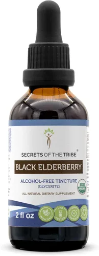 Black Elderberry USDA - Tintura orgánica | Extracto sin alcohol, gotas de hierbas de alta potencia, salud del sistema inmune | Hecho de saúco negro