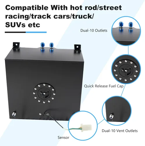 Miniatura 6 de Tanque de gas para celdas de combustible de 15 galones, de aluminio pulido con tapa y nivelador, 60L, color negro