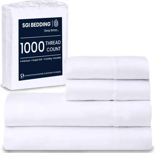 Miniatura 9 de SGI Bedding - Juego de sábanas de lujo de 4 piezas de algodón egipcio para RV tamaño King - 1000 hilos, sábanas 100% algodón, juego de sábanas