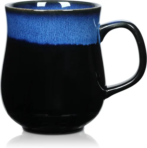 Miniatura 8 de Tazas de café de cerámica grandes de 20 onzas, 600ml, asa grande, taza de té de cerámica hecha a mano para oficina y hogar, fácil de sostener, apta