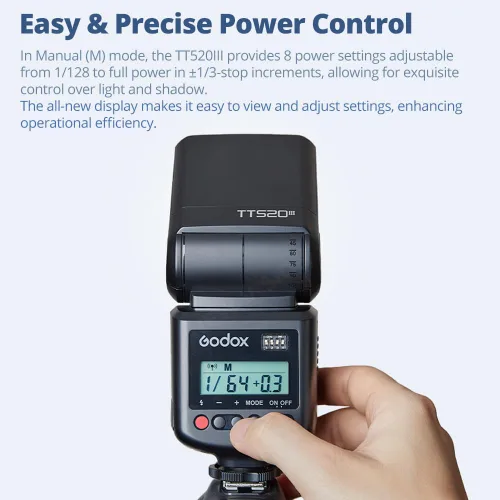 Miniatura 4 de GODOX TT520 III Flash de cámara Speedlite, receptor integrado y transmisor RT, modos S1/S2, 8 niveles de potencia, compatible con cámaras Canon