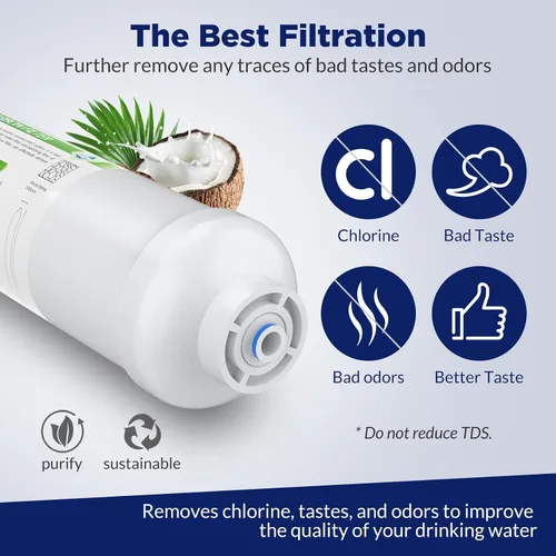 Miniatura 3 de Kit de filtro de agua en línea Membrane Solutions para refrigerador y máquina de hielo, reduce el sabor y el olor a cloro, compatible con tubos