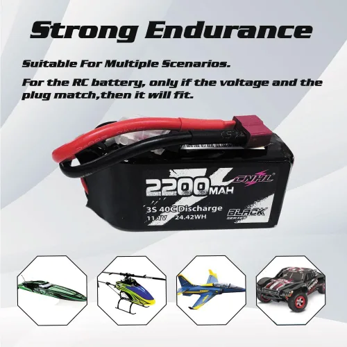 Miniatura 5 de CNHL Batería Lipo de 2200 mAh 3S 40C 11.1V Batería lipo corta con enchufe en T para avión a control remoto, coche, vehículos RC, barco, dron, FPV