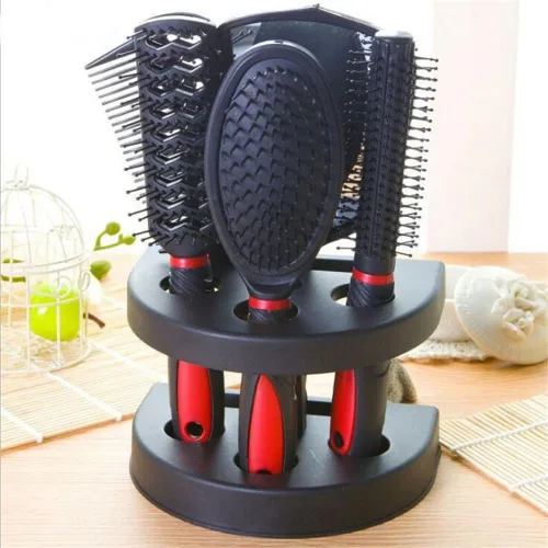 Miniatura 8 de Juego de 5 cepillos y peine para el cabello, cepillo desenredante con cerdas suaves IntelliFlex para mujeres y hombres (azul)