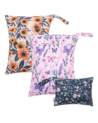 Miniatura 56 de ALVABABY 2 bolsas de pañales de tela para ropa húmeda, reutilizables con dos bolsillos con cremallera, para viajes, playa, piscina, guardería