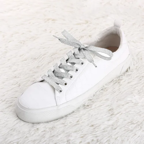 Miniatura 2 de Allegra K Brillantina Brillante Metálico Brillante Brillante Zapatillas Planas Cordones Zapatos Cordones Cuerdas