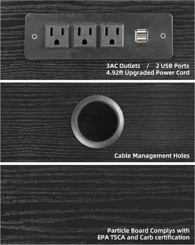 Miniatura 4 de Soporte de TV flotante de 55 pulgadas con toma de corriente, estante de consola multimedia montado en la pared para televisores, centro