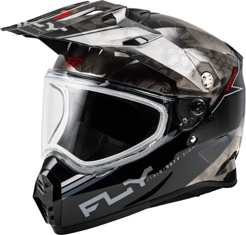 Miniatura 13 de Fly Racing Trekker Cold Weather MX ATV Off-Road Motorcycle Helmet Pizarra/Negro/Rojo (Dual Shield)