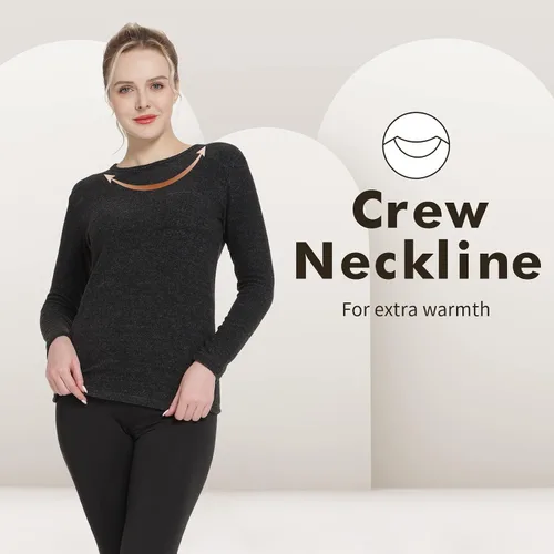 Miniatura 15 de MANCYFIT Tops térmicos para mujer, camisa con forro polar, manga larga, capa base, cuello en V