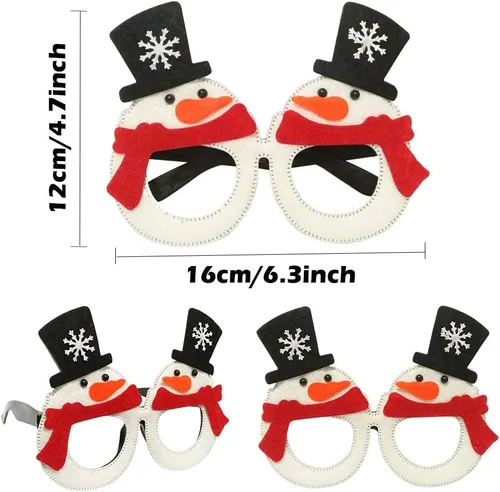 Miniatura 2 de JAKADYUKS 16 lentes de Navidad, recuerdos de fiesta, adornos colgantes para árbol de Navidad, accesorios de cabina de fotos, decoraciones de fiesta