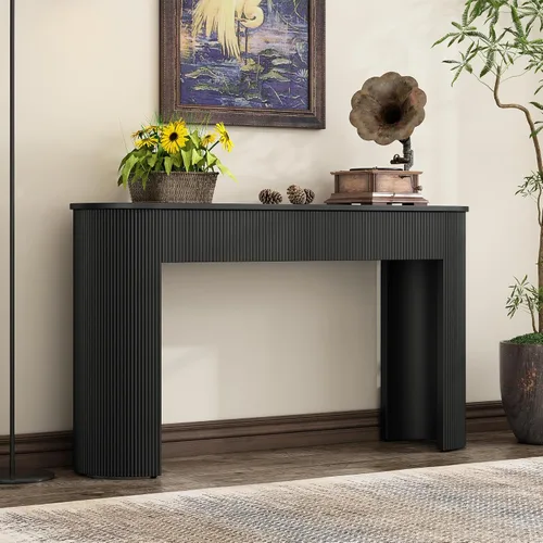 Miniatura 12 de Mesa consola de madera de 59 pulgadas para entrada, moderna mesa de sofá detrás del sofá con mesa espaciosa, mesas de sofá de granja para sala