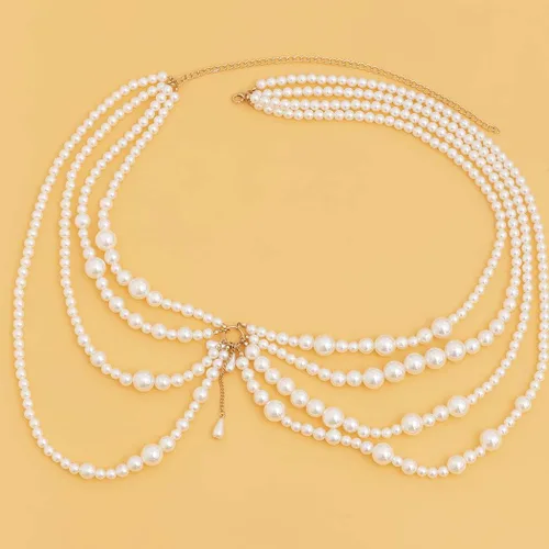 Miniatura 3 de Asooll Cadena de perlas para el vientre, cadenas para el cuerpo, bikini, joyería de moda, playa, rave, fiesta, club, accesorios para el cuerpo