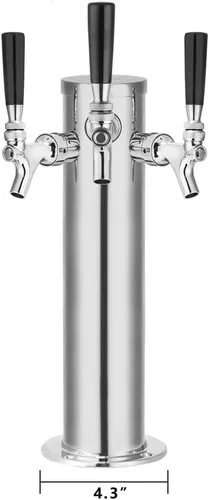 Miniatura 2 de TMCRAFT Dispensador de torre de cerveza de barril de triple grifo, kit dispensador de torre de cerveza de acero inoxidable pulido con tubo