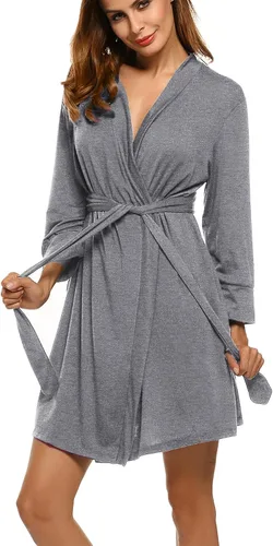 HOTOUCH Bata ligera tipo kimono para mujer, bata de baño de punto corta, suave, ropa de dormir para mujer