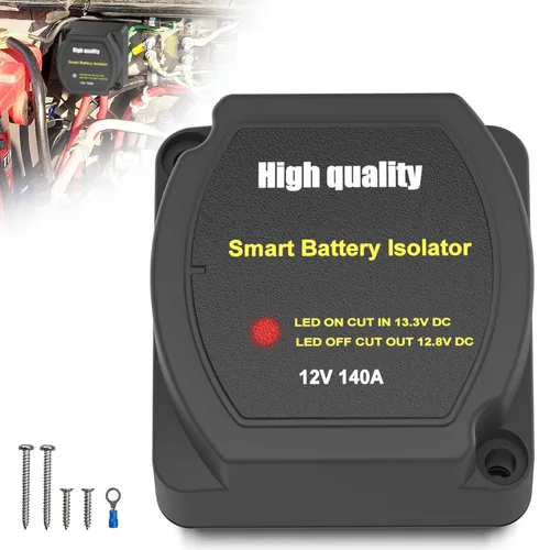 Aislador de Batería Dual 12V 140Amp, Relé Sensible al Voltaje VSR, Compatible con UTV Marino Coche RV Barco Camión Remolque ATV Cámper Moto, No
