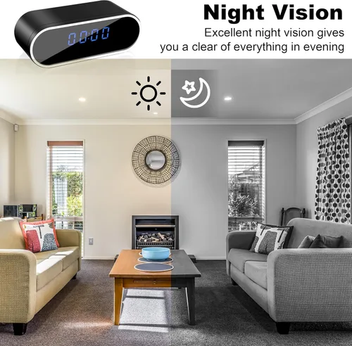 Miniatura 3 de NJINALW Cámara de reloj inteligente, WiFi HD 1080P Mini cámara inalámbrica con visión nocturna, detección de movimiento y visión remota, cámara