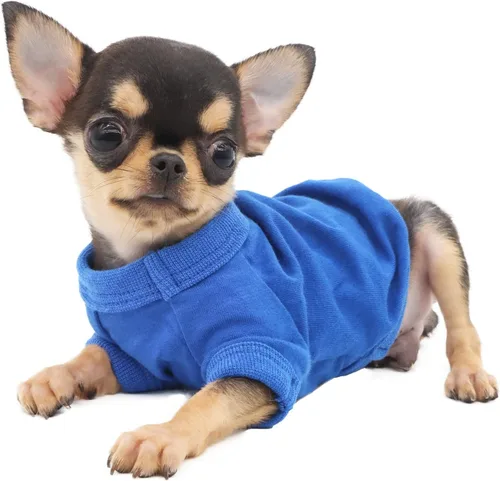 Miniatura 2 de LOPHIPETS Camiseta de perro 100% algodón para perros pequeños Taza de té Chihuahua Yorkie Ropa para cachorros - Azul/XXS