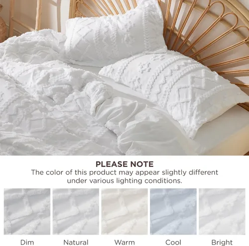 Miniatura 9 de Bedsure Funda de Edredón Bohemia Tamaño Full, Suave y Cómoda, Diseño Elegante Bohemio, Ropa de Cama Bohemia para Decoración, Funda de 04 - Blanco