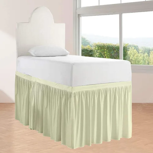 Miniatura 11 de Falda de cama larga de 42 pulgadas con caída de 42 pulgadas, patrón de volantes, falda de cama para dormitorio universitario, esquinas divididas