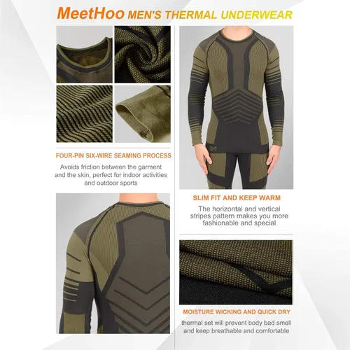 Miniatura 3 de MeetHoo Conjunto de ropa interior térmica para hombre, equipo de invierno, capa base, pantalones largos