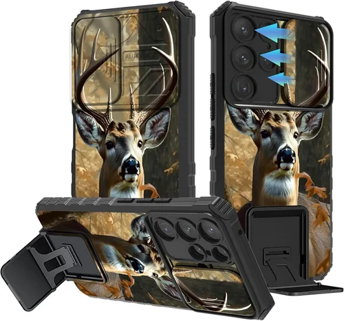 Miniatura 85 de Funda para Samsung Galaxy S22 Ultra 5G, Galaxy S22 Ultra con cubierta de cámara deslizante, funda resistente de doble capa con función atril Black