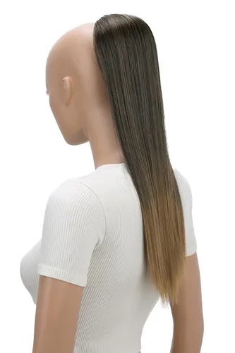 Miniatura 21 de CAISHA Extensión de cola de caballo de 22" con cordón voluminoso Straigtht negro-marrón PH503