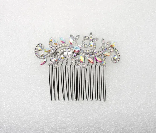 Miniatura 2 de Faship Precioso peine de pelo floral con diamantes de imitación AB