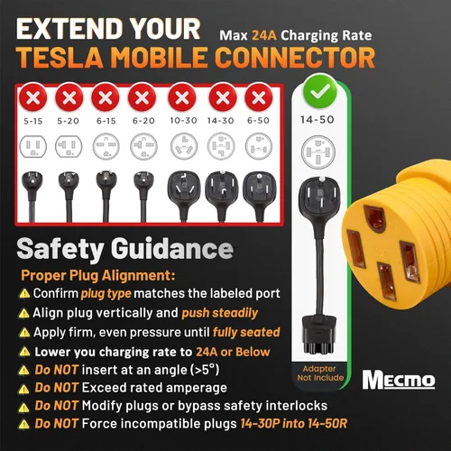 Miniatura 6 de MECMO Adaptador de cargador EV de nivel 2 de 14-30P a 14-50R, adaptador de cargador de secadora de 4 clavijas a cargador EV de 30 A