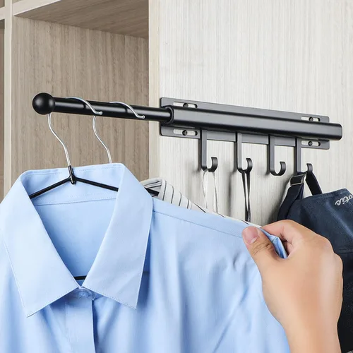BaiNong Barra de valet de 12 pulgadas para armarios Barra de valet extraíble para armario Deslizante en negro Barra de colgar extraíble para ropa