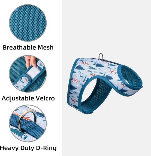 Miniatura 8 de Mile High Life Arnés para perro, chaleco floral de malla de aire para perros y gatos pequeños de 20 libras, fácil de poner, cierre fácil ajustable