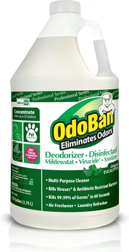 Miniatura 5 de OdoBan Desinfectante Profesional y Eliminador de Malos Olores Concentrado, Hecho en los EE. UU., Aroma Original de Eucalipto, Paquete de 4, 1 Galón