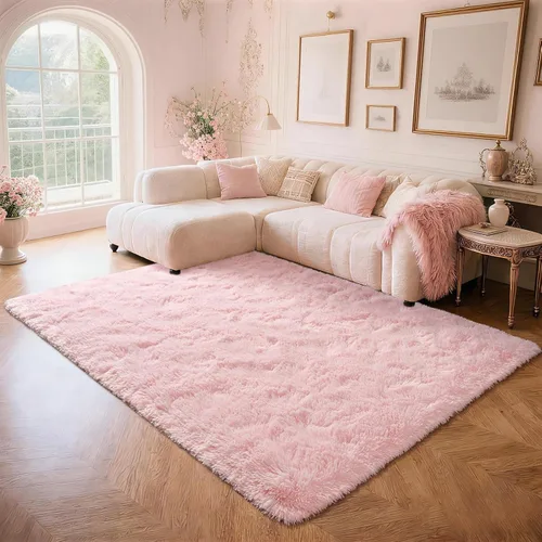 Miniatura 7 de Przemy - Alfombra mullida para dormitorio y sala de estar, alfombra de 4 x 6 pies, beige, alfombra de pelo largo suave y esponjosa, alfombra