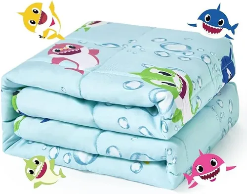 Sivio - Manta con peso de 5 libras, súper suave terciopelo de cristal y puntos Minky con patrones de dibujos animados reversibles, mantas pesadas,
