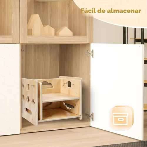 Miniatura 7 de Satisure Juego de Mesa y Silla de Destete Montessori, Juego de Mesa y Silla de Madera para Niños Pequeños, Mesa y Sillas para Niños de 1-3 Años