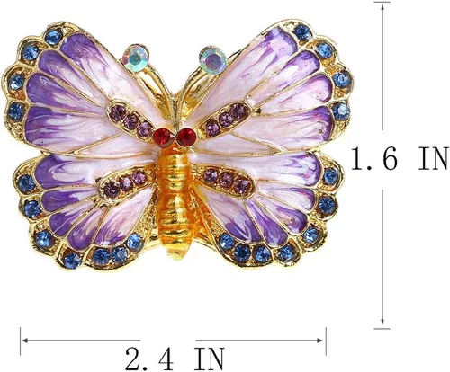 Miniatura 2 de YU FENG Caja de baratijas de mariposa con bisagras, pequeña joyería con bisutería, estatuilla de regalo coleccionable (caja de baratijas ii)