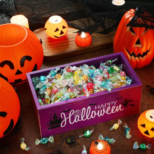 Miniatura 3 de Sintuff Cuenco de madera para dulces de Halloween, soporte grande y divertido para platos de dulces, vajilla de truco o trato para fiestas