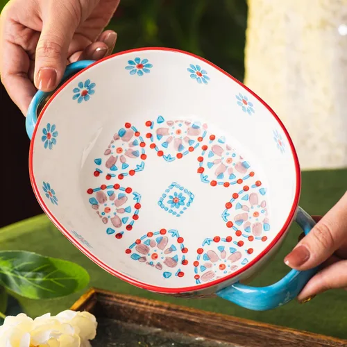 Miniatura 8 de Cacerola, plato de cerámica para hornear de 7.7 x 6.2 pulgadas, bandeja para lasaña profunda para horno, bandeja para hornear de 28 onzas con asas