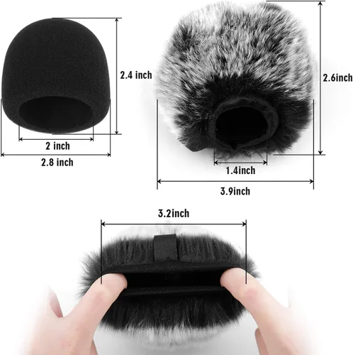 Miniatura 4 de ChromLives Funda para parabrisas de micrófono, filtro pop compatible con Yeti Nano azul, cubierta de parabrisas peludo + funda de viento de espuma